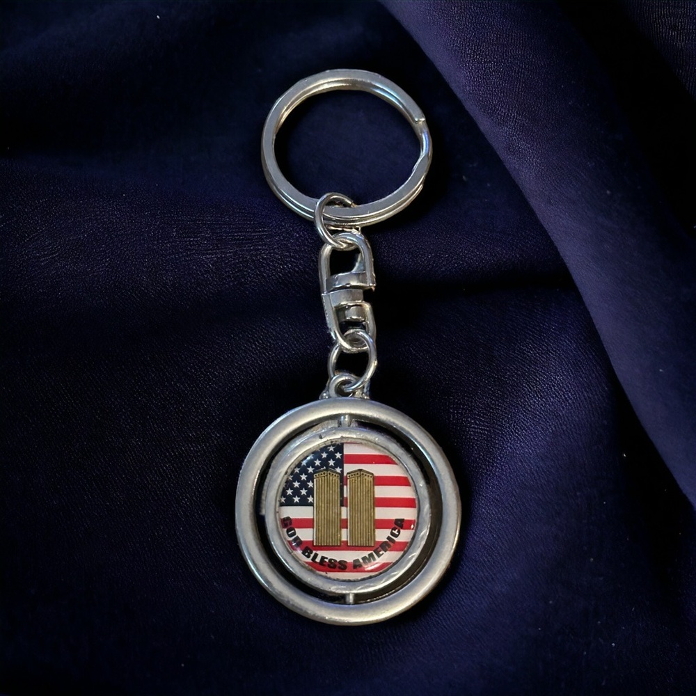 God Bless America Twin Towers keychain